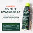Murphy's Naturals mosquito and tick repellent spray bottle with lemon eucalyptus oil information on a white background.