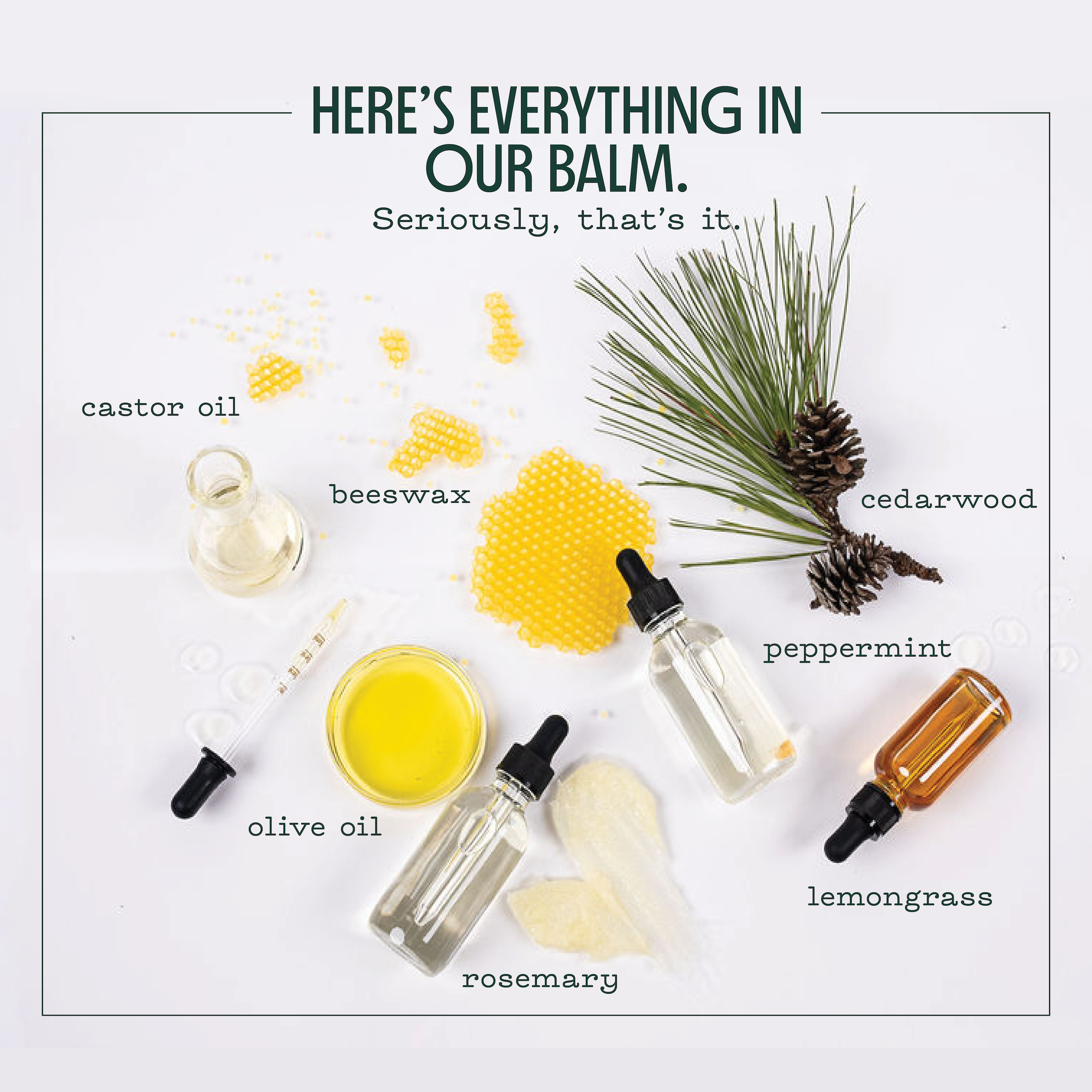 Repellent balm ingredients.